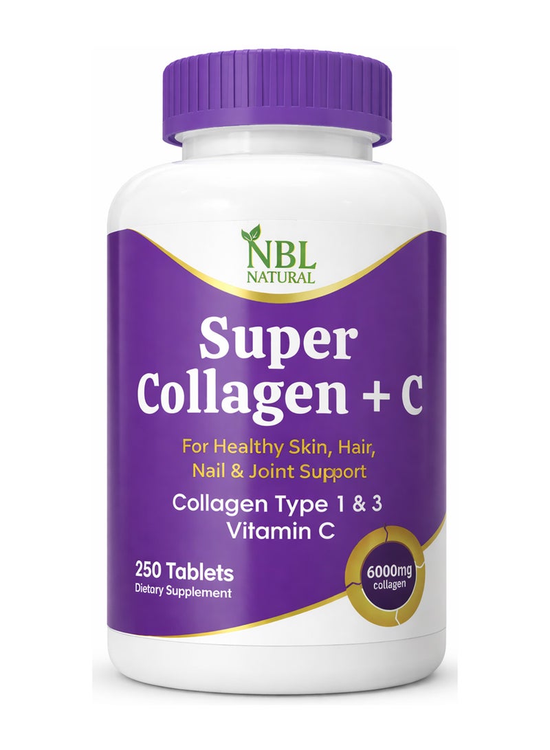 Super Collagen With Vitamin C for Hair, Skin, Nails & Joints – 6000MG - 250 Tablets